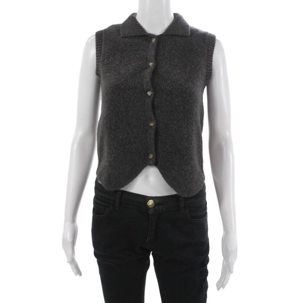 Zara Women Gray Collared Sweater Vest Polyester Size S